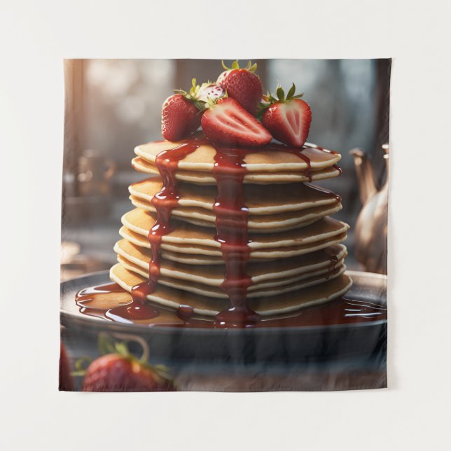 Pancakes with Strawberries Tapestry (Front)