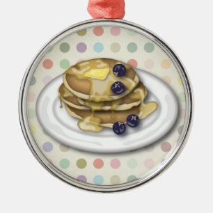 Pancakes With Syrup And Blueberries Metal Tree Decoration