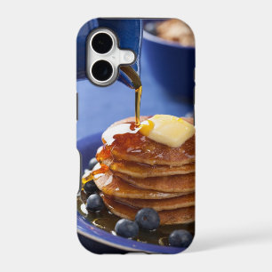 Pancakes with syrup and blueberry