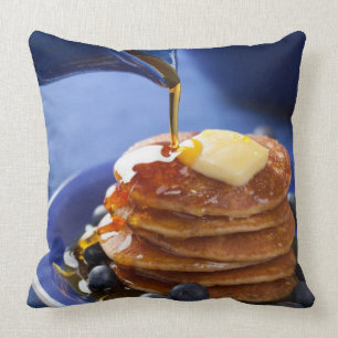 Pancakes with syrup and blueberry cushion