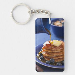 Pancakes with syrup and blueberry key ring