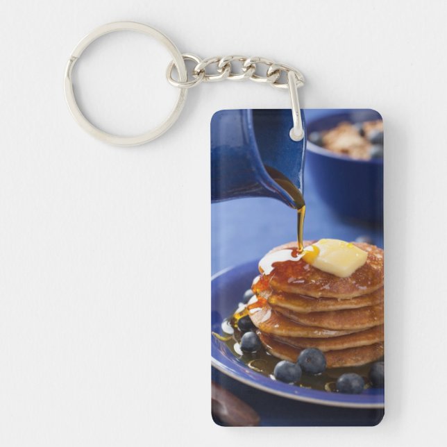 Pancakes with syrup and blueberry key ring (Front)