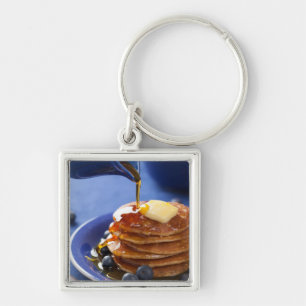 Pancakes with syrup and blueberry key ring