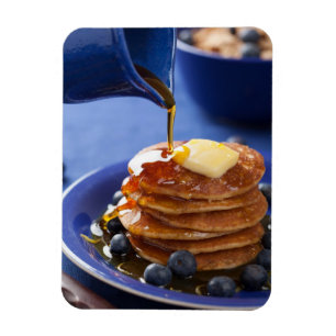 Pancakes with syrup and blueberry magnet