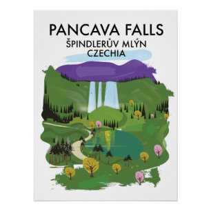 Pancava Falls Špindlerův Mlýn, Czechia travel post Poster