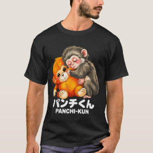 Panchi kun holding plush toy baby macaque monkey T-Shirt
