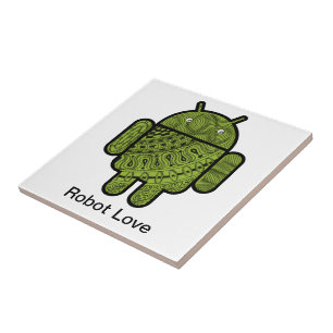 Pancho Doodle Character for the Android™ robot Ceramic Tile