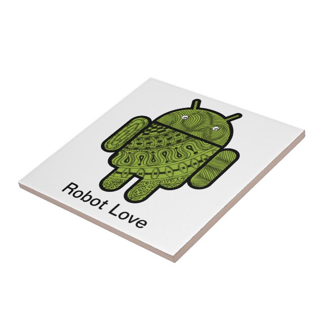 Pancho Doodle Character for the Android™ robot Ceramic Tile (Side)