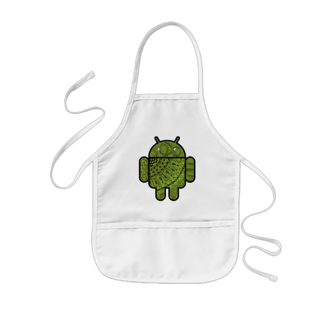 Pancho Doodle Character for the Android™ robot Kids Apron (Front)