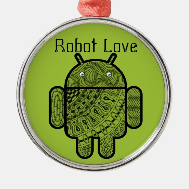 Pancho Doodle Character for the Android™ robot Metal Ornament (Front)