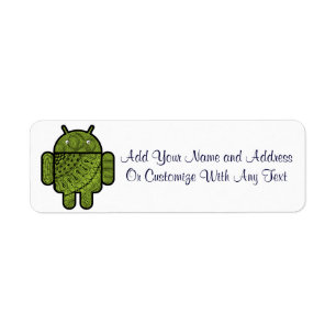 Pancho Doodle Character for the Android™ robot Return Address Label