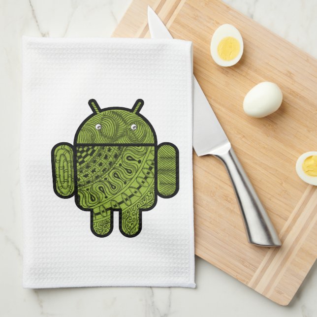 Pancho Doodle Character for the Android™ robot Tea Towel (Quarter Fold)