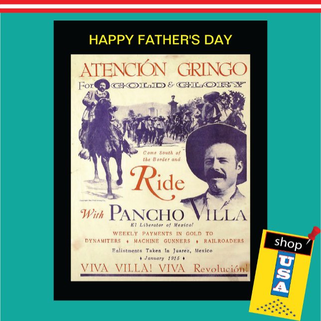 Pancho Villa Father's Day 💣 Historical Greeting Holiday Postcard (Creator Uploaded)