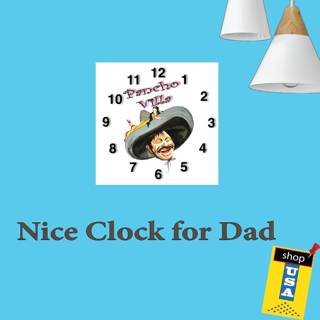 Pancho Villa 🎖️ Mexican Hero General Square Wall Clock (Creator Uploaded)