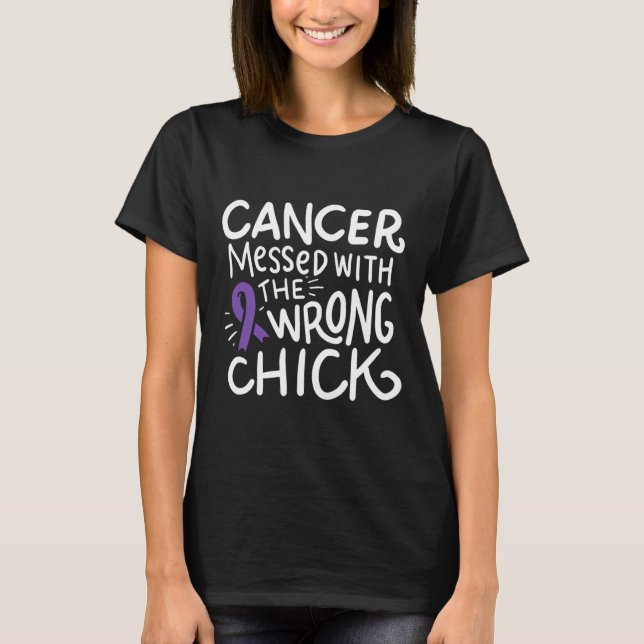 Pancreas Cancer Awareness Pancreatic Chemo Purple  T-Shirt (Front)