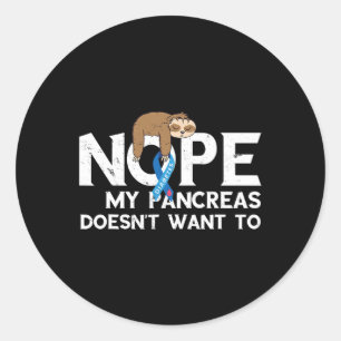 Pancreas Diabetes Awareness Sleep Sloth Pancreatic Classic Round Sticker