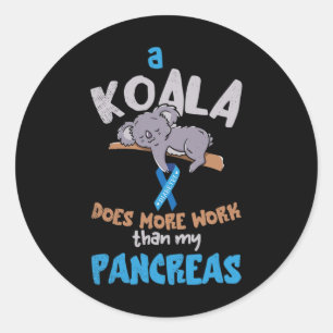 Pancreas Fun Koala Pancreas Diabetes Awareness Dia Classic Round Sticker