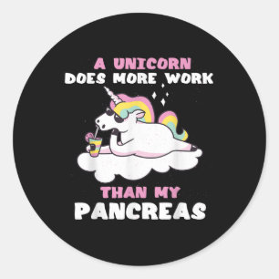 Pancreas Funny Unicorn Type 1 Diabetes Blood Classic Round Sticker