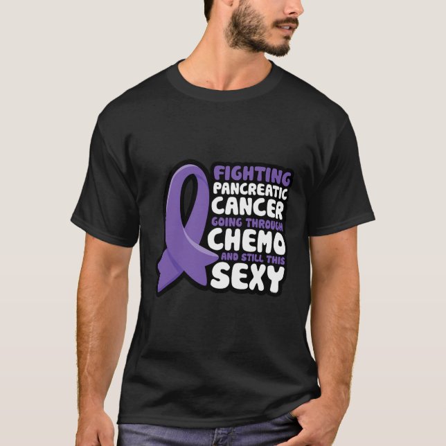 Pancreas Survivor Fighting Pancreatic Cancer Aware T-Shirt (Front)