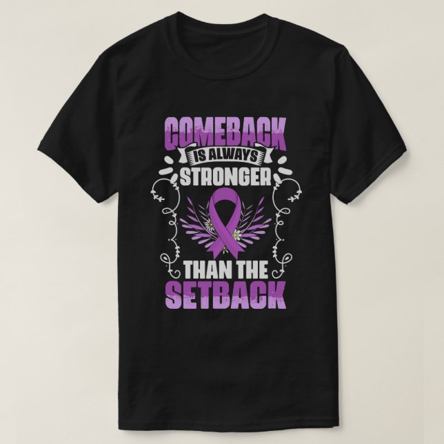 Pancreas Survivor Support Ribbon Pancreatic Cancer T-Shirt (Design Front)