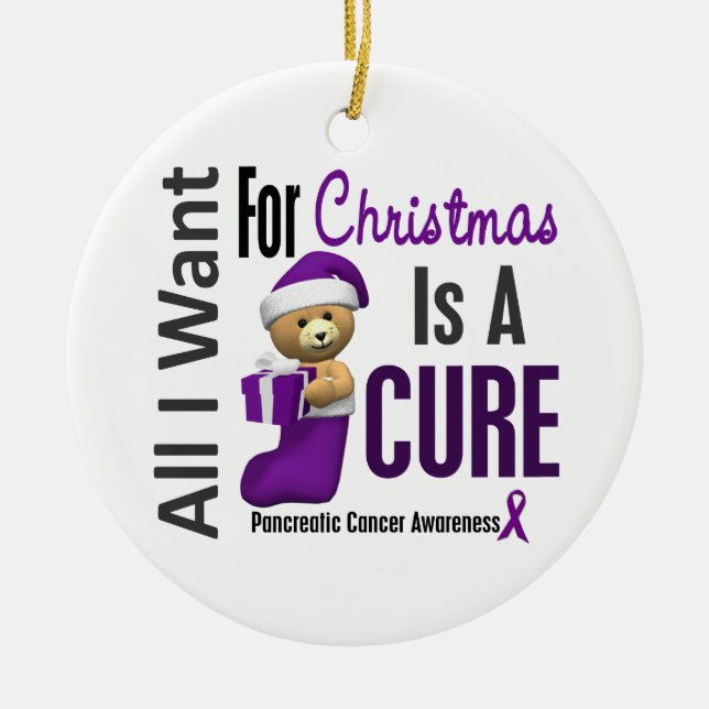 Pancreatic Cancer All I Want Christmas Ornaments (Front)