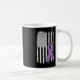 Pancreatic Cancer American Flag - Grunge Awareness Coffee Mug