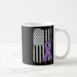 Pancreatic Cancer American Flag - Grunge Awareness Coffee Mug