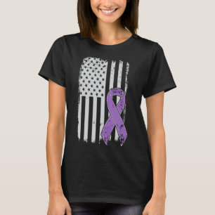 Pancreatic Cancer American Flag - Grunge Awareness T-Shirt