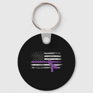 Pancreatic Cancer Awareness American Flag Key Ring
