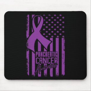Pancreatic Cancer Awareness American Flag Purple R Mouse Pad
