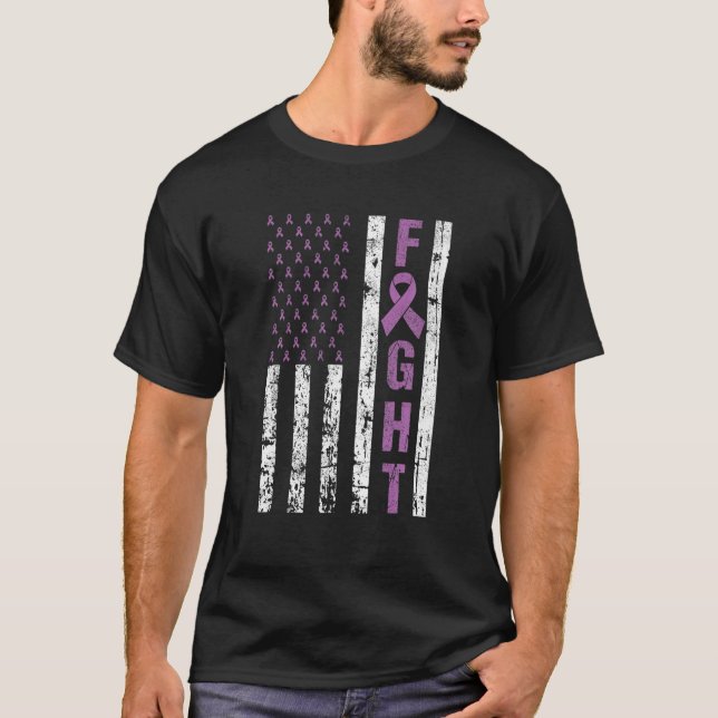 Pancreatic Cancer Awareness American Flag USA Team T-Shirt (Front)
