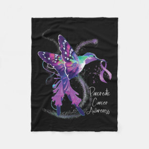 Pancreatic Cancer Awareness Hummingbird Purple Fleece Blanket