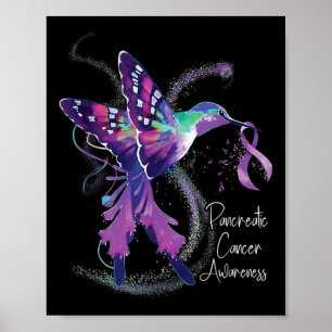 Pancreatic Cancer Awareness Hummingbird Purple Poster