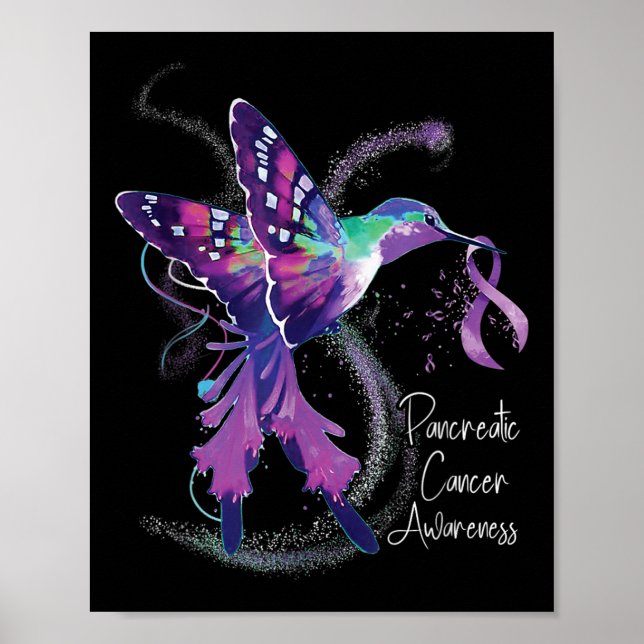 Pancreatic Cancer Awareness Hummingbird Purple Poster (Front)