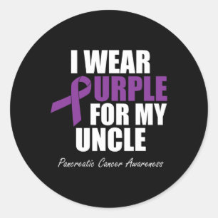 Pancreatic Cancer Awareness I Wear Purple For My U Classic Round Sticker