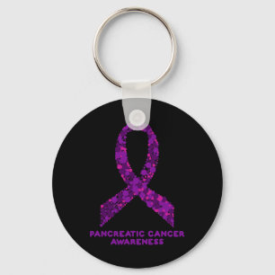 Pancreatic Cancer Awareness I Wear Purple Ribbon Key Ring