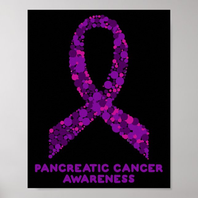 Pancreatic Cancer Awareness I Wear Purple Ribbon  Poster (Front)