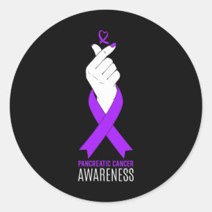 Pancreatic Cancer Awareness Kpop Finger Heart Classic Round Sticker