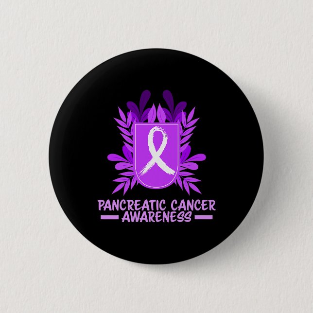 Pancreatic Cancer Awareness Month Purple Ribbon Fl 6 Cm Round Badge (Front)
