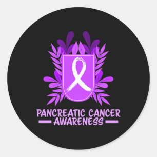 Pancreatic Cancer Awareness Month Purple Ribbon Fl Classic Round Sticker