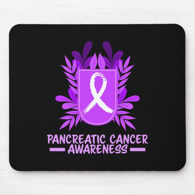 Pancreatic Cancer Awareness Month Purple Ribbon Fl Mouse Pad (Front)