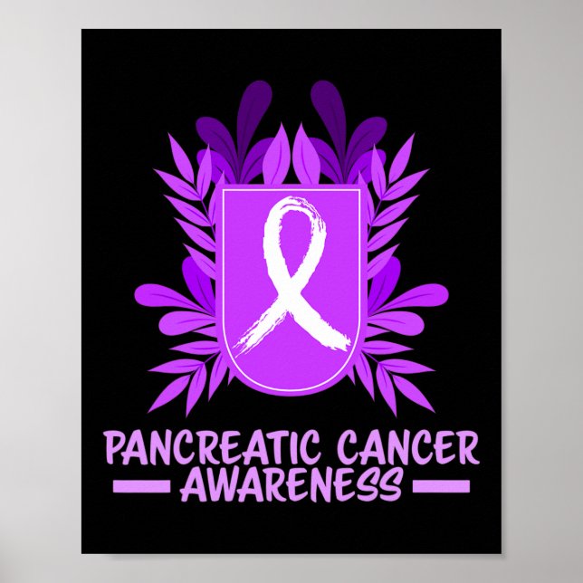 Pancreatic Cancer Awareness Month Purple Ribbon Fl Poster (Front)