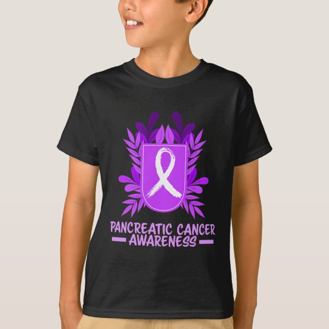 Pancreatic Cancer Awareness Month Purple Ribbon Fl T-Shirt (Front)