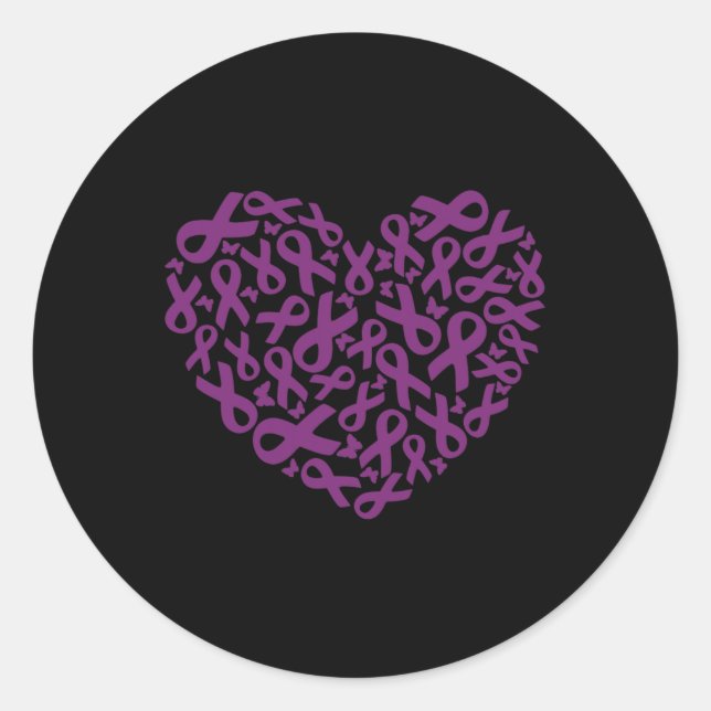 Pancreatic Cancer Awareness Purple Ribbon 2 Classic Round Sticker (Front)