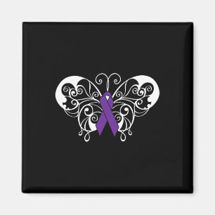 Pancreatic Cancer Awareness Purple Ribbon Butterf Magnet