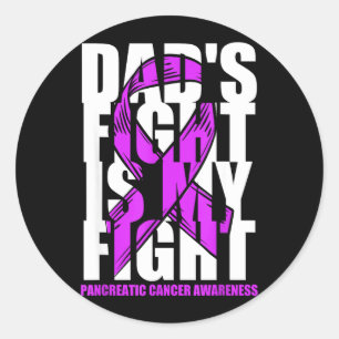 Pancreatic Cancer Awareness Purple Ribbon Dads Classic Round Sticker