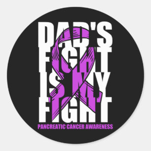 Pancreatic Cancer Awareness Purple Ribbon Dad's Fi Classic Round Sticker