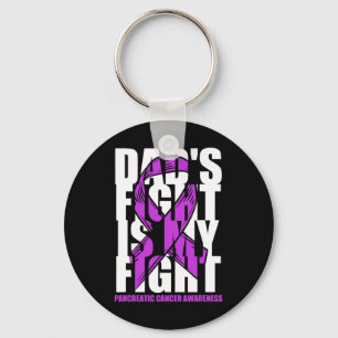 Pancreatic Cancer Awareness Purple Ribbon Dad's Fi Key Ring