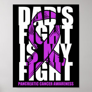 Pancreatic Cancer Awareness Purple Ribbon Dad's Fi Poster