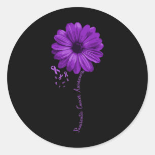 Pancreatic Cancer Awareness Purple Ribbon Floral G Classic Round Sticker